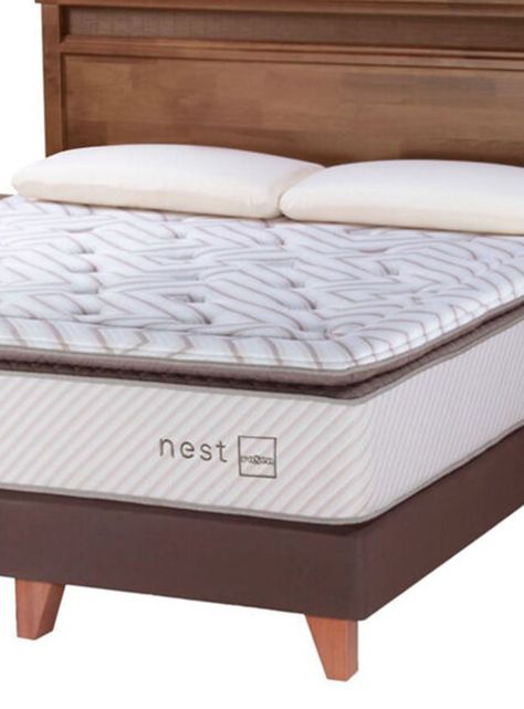 Cama Europea Nest 2 Plazas Base Dividida + Set Muebles Veneto + Almohadas Memory Max-1