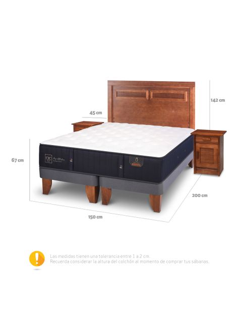 Cama Europea Premium 2 Plazas Base Dividida Milan + Set Muebles-1