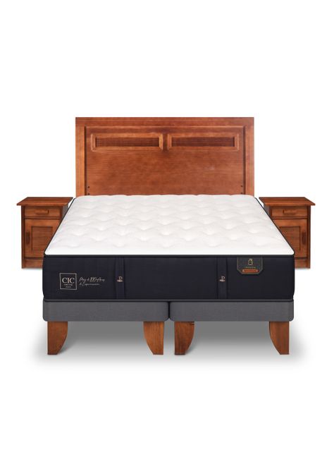 Cama Europea Premium 2 Plazas Base Dividida Milan + Set Muebles-2