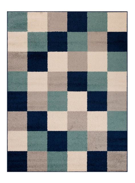 Bajada de Cama Kaleb 50x90 cm Cuadros azules-0