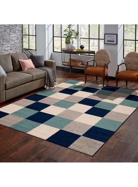 Bajada de Cama Kaleb 50x90 cm Cuadros azules-2