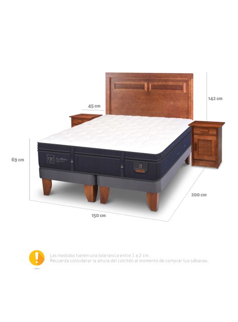 Cama Europea Super Premium 2 Plazas Base Dividida Milan + Set Muebles-1