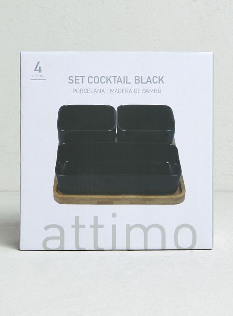 Set Cocktail 4 Piezas Cuadrado Negro-3