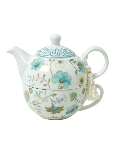 Tetera y Taza Flor Celeste-2