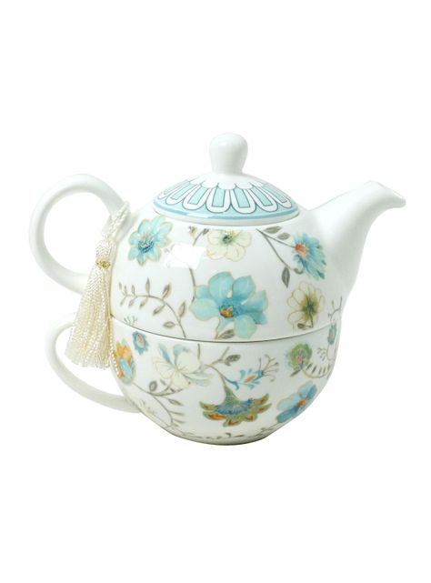 Tetera y Taza Flor Celeste-1