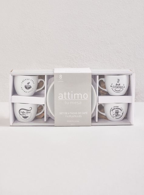Set 4 Tazas Café y Platillos-2