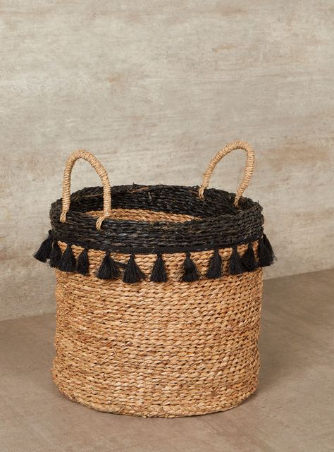 Canasto Flecos Negro 34 x 30 cm-2