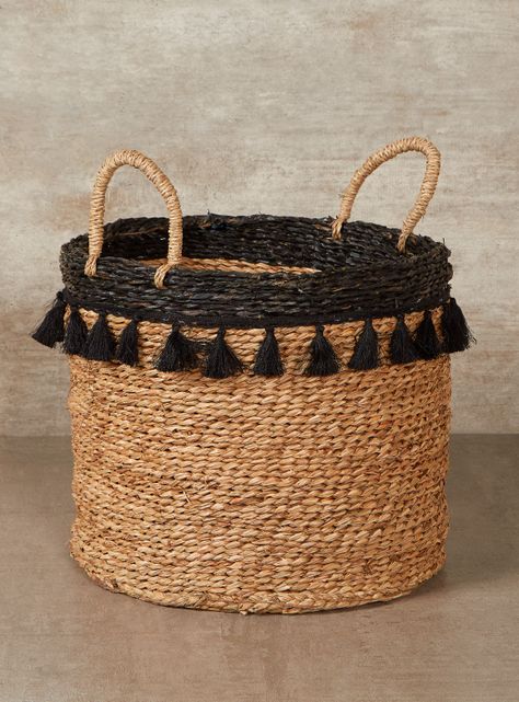 Canasto Flecos Negro 34 x 30 cm-0