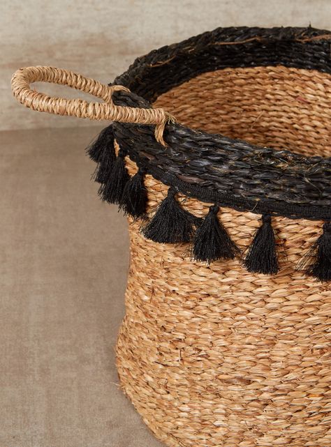 Canasto Flecos Negro 34 x 30 cm-1