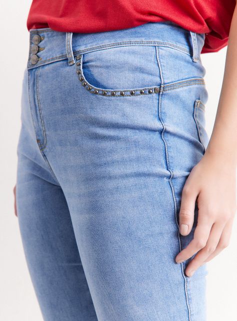 Jeans Straight Tachas Bolsillo-2