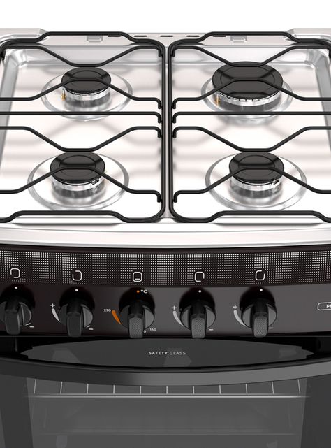 Cocina a Gas 4 Quemadores MV 120 T Negro-2