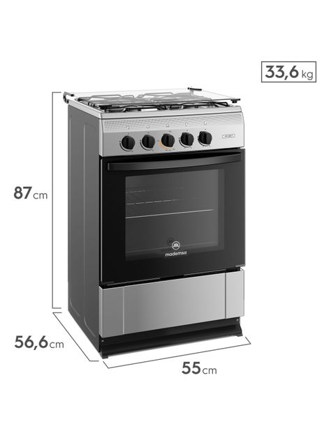 Cocina a Gas 4 Quemadores MV 220 T Acero Inoxidable-1