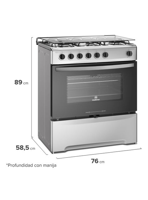 Cocina a Gas 6 Quemadores M 820 T Acero Inoxidable-1