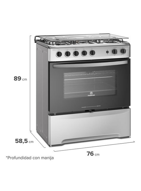 Cocina a Gas 5 Quemadores M 920 T Acero Inoxidable-1