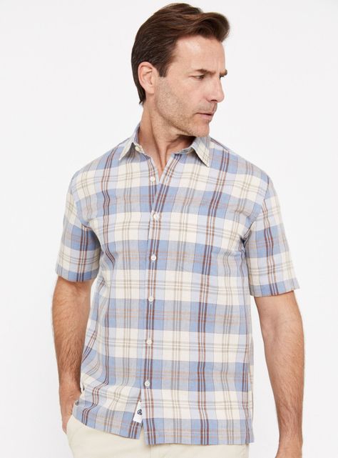Camisa Cuadros Lino1 Algodón Manga Corta-0