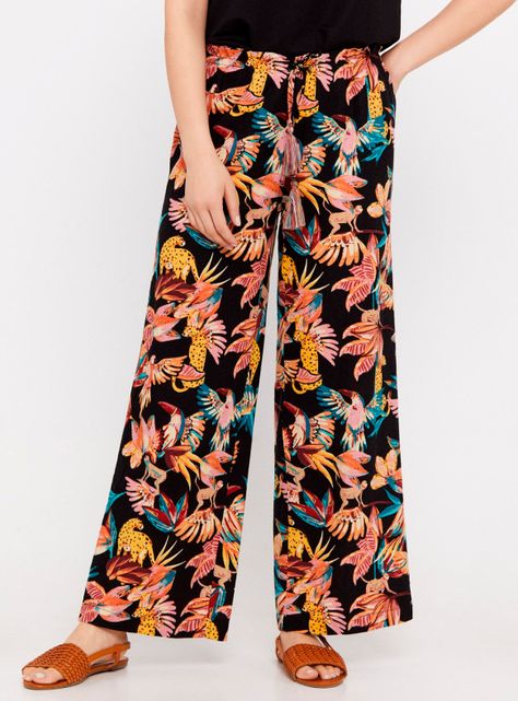 Pantalón Palazzo Estampado Color Print Animal-0