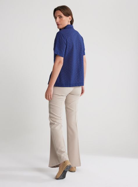 Blusa Camisa Broderie Manga Corta-5