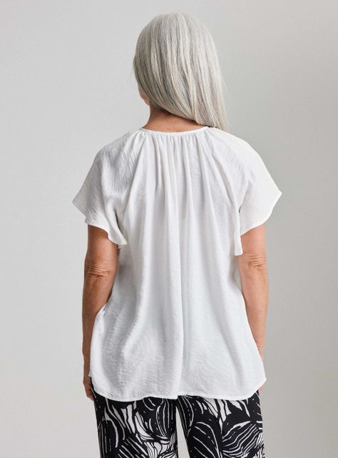 Blusa Fluida Manga Raglan y Cordón en Cuello-1