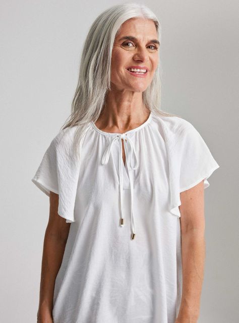 Blusa Fluida Manga Raglan y Cordón en Cuello-2