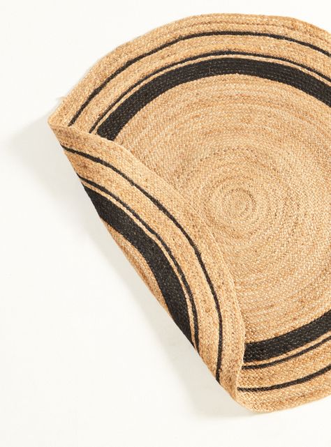 Alfombra Yute Redonda 120 cm Trenzado Borde Negro-3