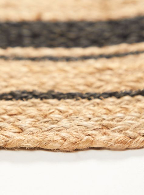 Alfombra Yute Redonda 120 cm Trenzado Borde Negro-2