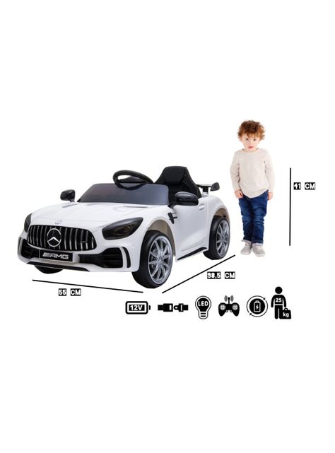 Auto Gt Batería 12V Licencia Mercedes Benz Blanco-4