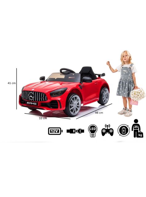 Auto GT Batería 12V Licencia Mercedes Benz Rojo-4