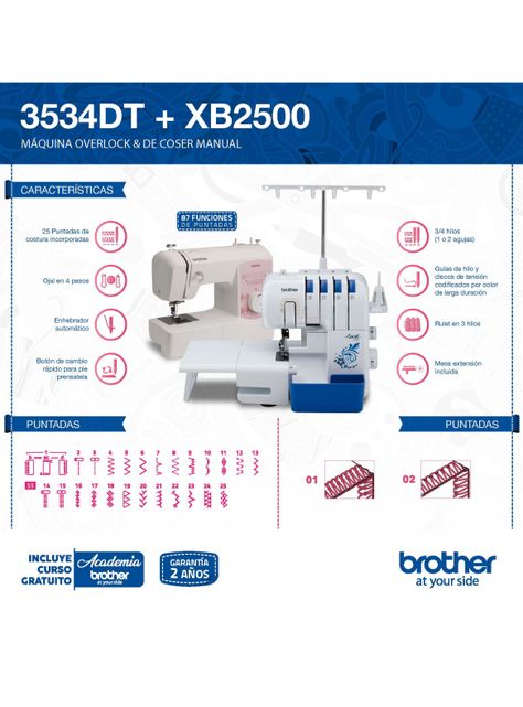 Overlock 3534DT + Máquina de Coser XB2500-1
