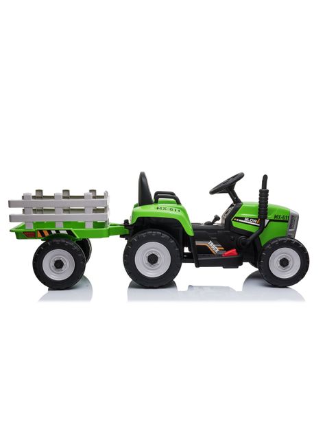 Tractor con Remolque Batería 12V Verde-1
