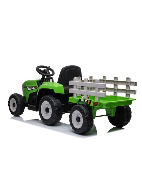 Tractor con Remolque Batería 12V Verde-2