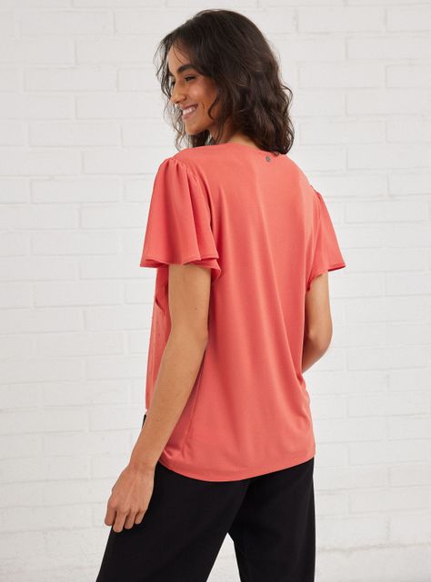 Blusa Mangas con Gasa y Strass en Delantero-1