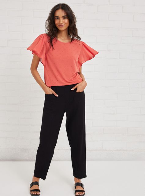 Blusa Mangas con Gasa y Strass en Delantero-4