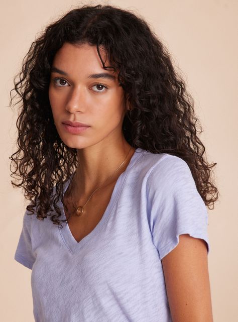 Polera Escote en V Básica Algodón Flame-2