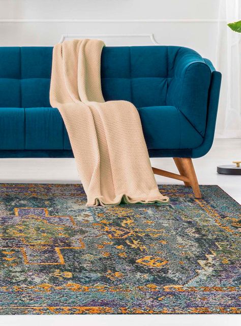 Alfombra Color Azul Bordes 160 x 230 cm-2
