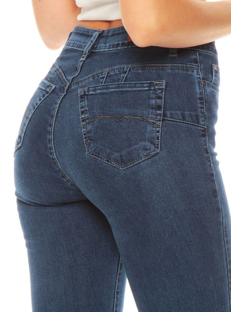 Jeans Flare Tiro Alto Push In Pretina Básica-2