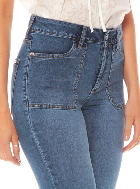 Jeans Cargo Flare Tiro Alto Tachas Pretina 1-2