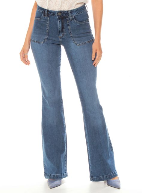 Jeans Cargo Flare Tiro Alto Tachas Pretina 1-0