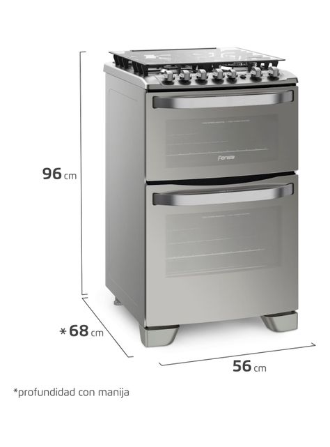Cocina a Gas 4 Quemadores 56 DXT Color Espejado-1