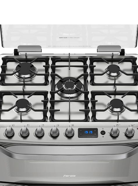 Cocina a Gas 5 Quemadores 76 DXT Color Espejado-2