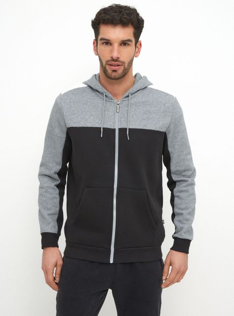 Polerón Ess+ Block Full-Zip Hoodie Fl Negro Hombre-0