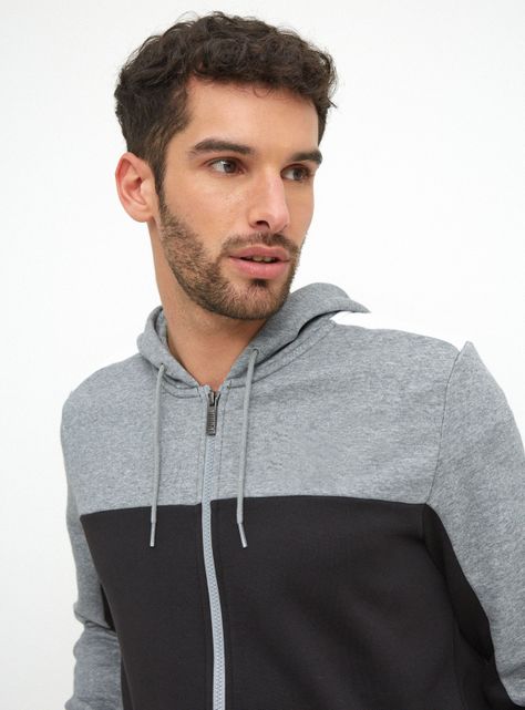 Polerón Ess+ Block Full-Zip Hoodie Fl Negro Hombre-2