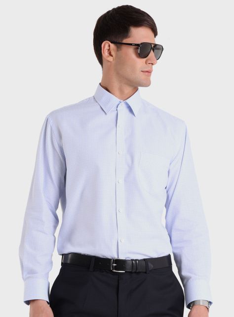 Camisa Estampada Cuadros Manga Larga-0