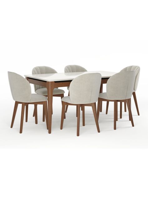 Mesa de Comedor Addar 1.6 + 6 Sillas Alba Natural-0