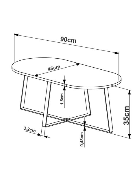 Mesa de Centro 45x90 cm Ovalada-1