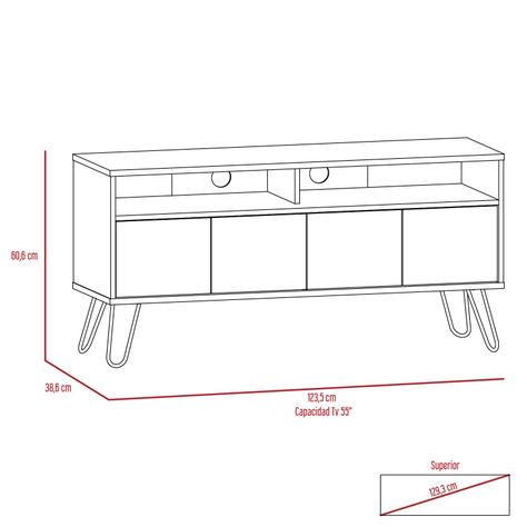 Rack TV 55" Vassel Miel Plomo TuHome-1