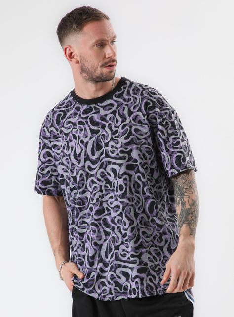 Polera MC Oversize Full Print Waves-0