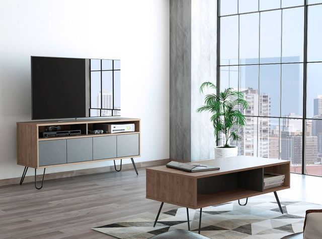 Combo Muebles Vassel Miel Plomo Rack TV 55" + Mesa Centro TuHome-5