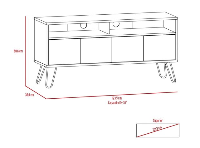 Combo Muebles Vassel Miel Plomo Rack TV 55" + Mesa Centro TuHome-1
