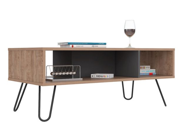 Combo Muebles Vassel Miel Plomo Rack TV 55" + Mesa Centro TuHome-7