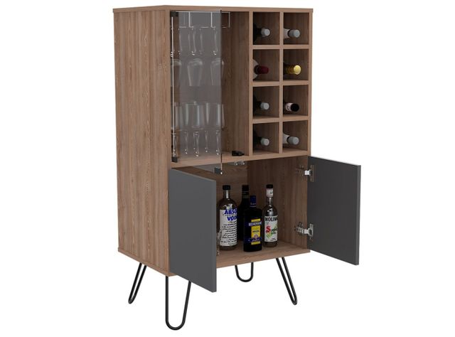 Combo TuHome Muebles Vassel Miel Plomo Bar + Mesa de Centro TuHome-6